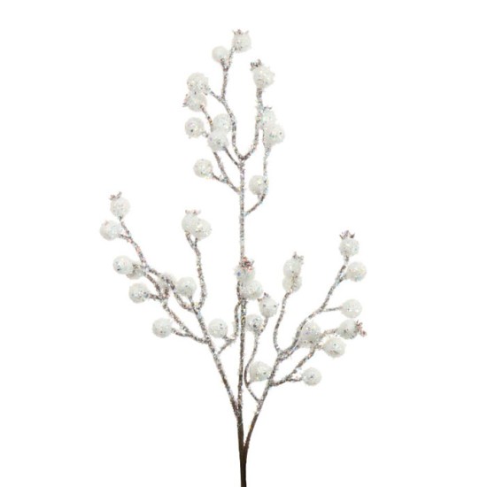 Artificial Snowberries Branch with Glitter Frosting Christmas Decorations